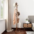 thumbnail image 2 of Coat Rack, Oxkers Coat Rack Stand Wood, Super Easy Assembly NO Tools Required, Free Standing Coat Rack with 8 Hooks, Tripod Base, Coat Hanger Stand for Home Office Hall Entryway, 2 of 10