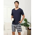 thumbnail image 4 of BEOEOSY Matching Pajamas for Couples Soft Mens Lounge Set Short Sleeve Shorts Pajamas Casual V Neck Sleepwear Loungewear (Navy Blue-Men,S), 4 of 7