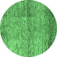 thumbnail image 1 of Ahgly Company Machine Washable Indoor Round Abstract Emerald Green Modern Area Rugs, 7' Round, 1 of 4