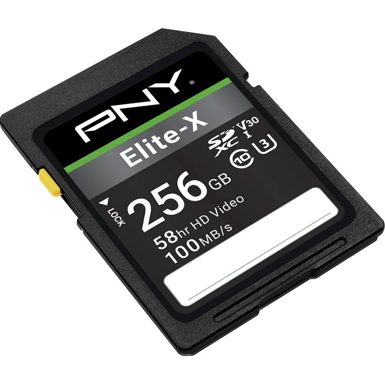 PNY 256GB Elite-X Class 10 U3 V30 SDXC Flash Memory Card - 100MB/s