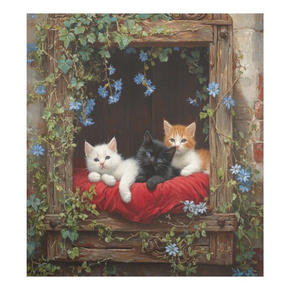 Magnetic Dishwasher Decal - 23x26 Inches ， Single-Sided Print, Cuttable, for Dishwasher, Refrigerator, and Other Metal Surfaces，Three Cats