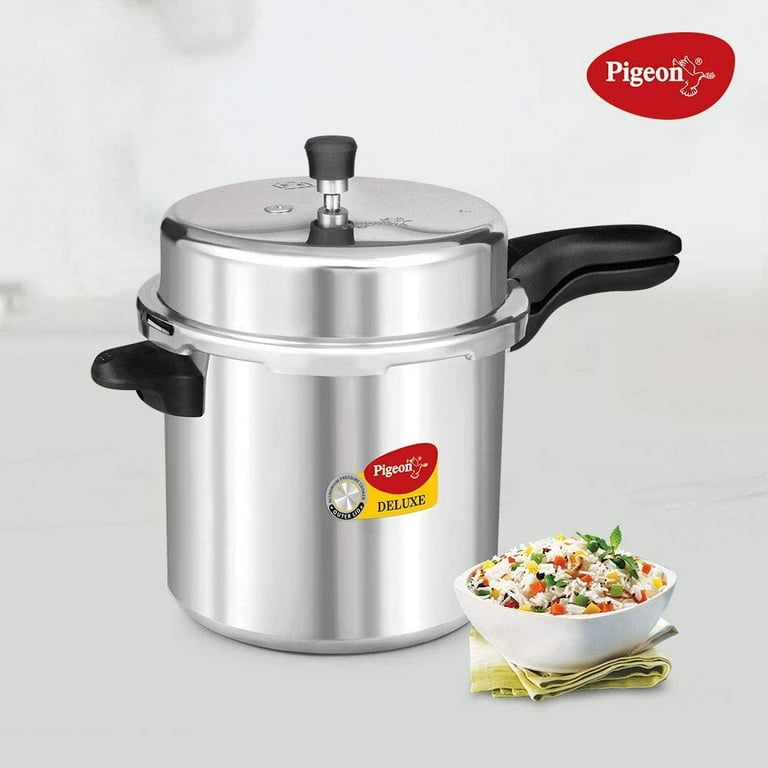 Pigeon Pressure Cooker - 12 Quart - Deluxe Aluminum Outer Lid Stovetop -  Cook delicious food in less time: soups, rice, legumes, and more - 12  Liters 