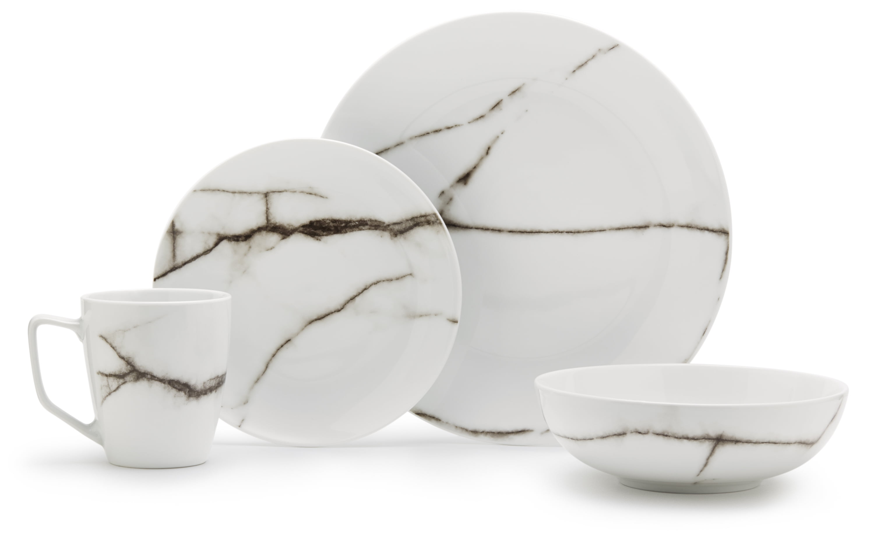 Details about   Dinnerware Set Marble 16 Piece Service for 4