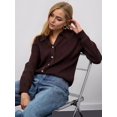thumbnail image 4 of Women Lapel Collar Sweater Button Up Open Front Fall Knit Jackets Cute Long Sleeve Button Down Cardigan Brown L, 4 of 8