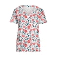 thumbnail image 4 of Snoarin Summer Plus Size Tops for Women Tops Short Sleeve V-neck Tops Working Uniform Floral Print With Three Pockets Blouse Work Uniforms for Women on Clearance, 4 of 5