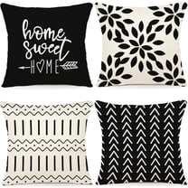 Pillow Covers 20x20 Set of 4, Modern Sofa Throw Pillow Cover, Decorative Outdoor Linen Fabric Pillow Case for Couch Bed Car, Black
