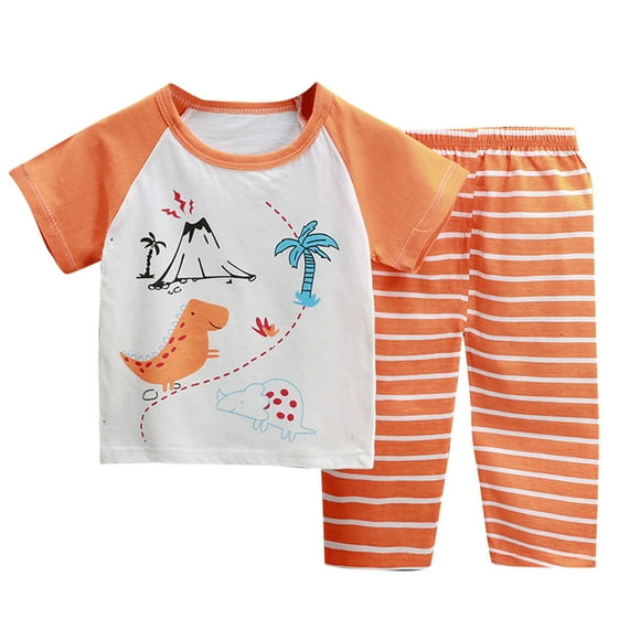 Odeerbi 1-8 Años Niños Niñas Trajes de Verano Dinosaurio Algodón Manga Corta Top Pantalones Pijama Dos Piezas Conjunto Ropa Interior Conjuntos