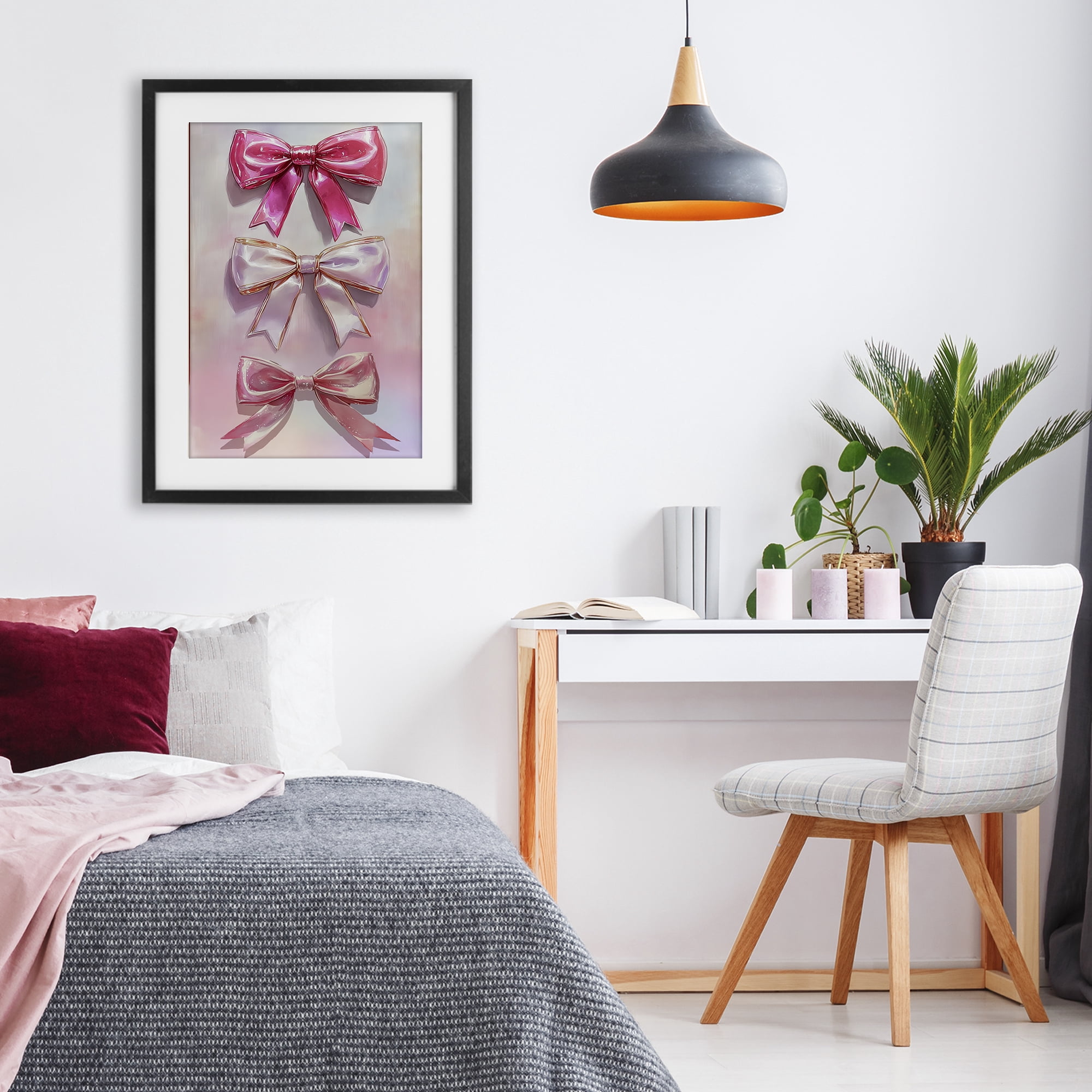 Stupell Industries Blush And Satin Bows Black Framed Print Under Glass, design by Annabelle Hall