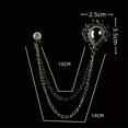 thumbnail image 3 of K-KED Retro Gem Brooch Men's Suit Pin Rhinestone Cross Tassel Lapel Pins with Chain-Red Silver, 3 of 9