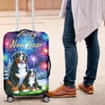 thumbnail image 4 of Happy New Year Bernese Mountain Dog Family Cheer Winter Midnight Firework Travel Luggage Cover Berner Lover Gifts Suitcase Dust Protective Decor - 02025, 4 of 5
