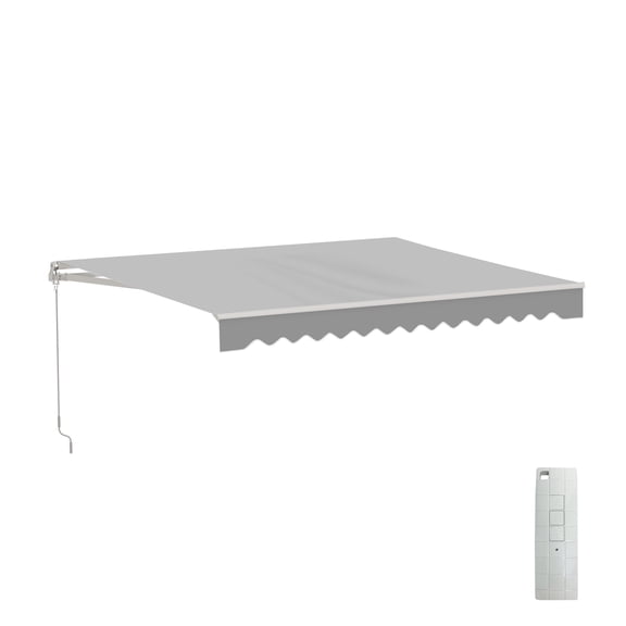 ALEKO Retractable Motorized Patio 10 x 8 ft Awning Sunshade Silver Grey