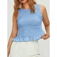 thumbnail image 5 of Biezeib Women's Solid Color Tank Tops, Fashion Sleeveless Round Neck Ruffle Hem Smocked Tops, 5 of 6
