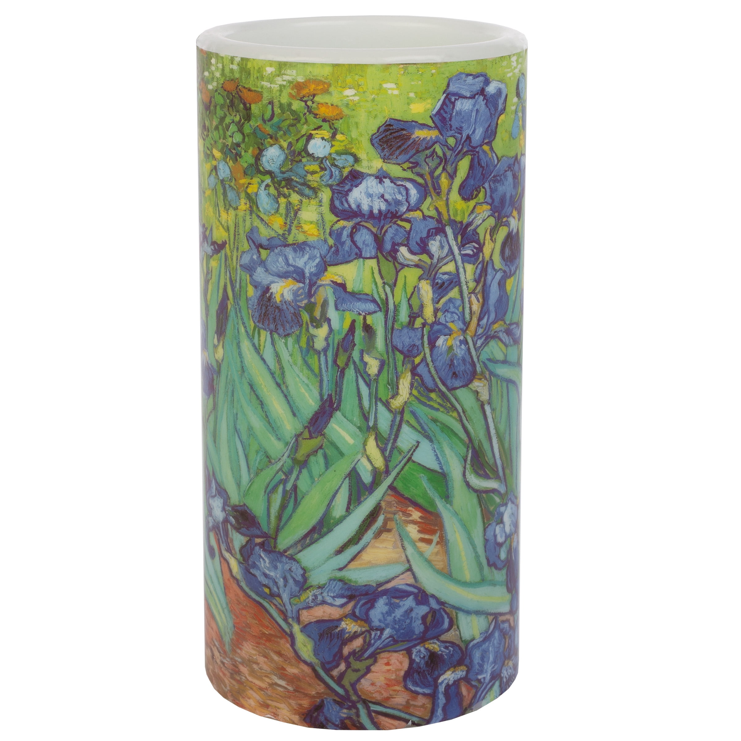 Lavish Home Flameless Candle - Van Gogh Irises Battery Operated LED Candle with Remote