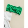 thumbnail image 6 of Summer Infant Baby Girl Clothes Set Short Sleeve Lettering T-shirt Casual Elastic Waist Shorts Bow Headband Clothes, 6 of 8