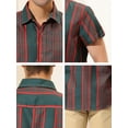 thumbnail image 6 of INSPIRE CHIC Men's Shirt Vertical Striped Button Down Point Collar Short Sleeve  Shirt L Green Red, 6 of 6