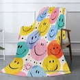 thumbnail image 2 of Joocar Colorful Smiley Face Flannel Blanket For Winter Gift Home Sofa Bed Decoration 60x80 inch, 2 of 5