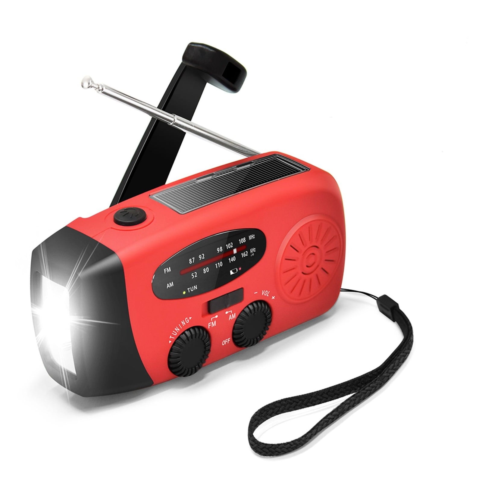 With Cell Phone Charger Portatile Di Emergenza Solare Ricaricabile Radio Mini FM AM Radio Manovella - Foto 3