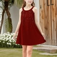 thumbnail image 4 of ShomPort Sleeveless Skirts for Girls Wide Strap Knee Length Tank Sundress Spring Summer Breathable Sequins Dresses, 4 of 8