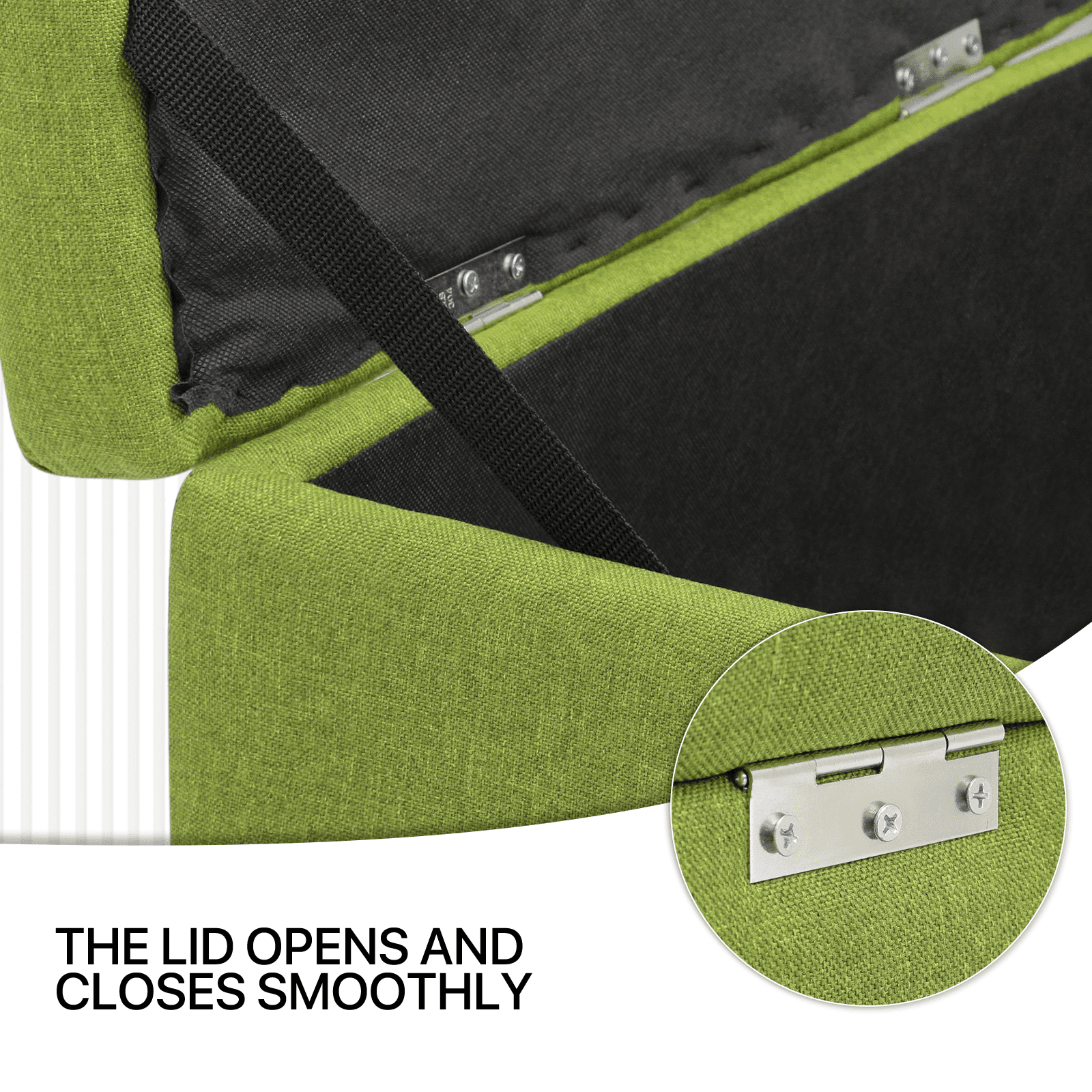 MoNiBloom Modern Microfiber Upholstered Square Ottoman with Wooden Legs, Button Tufted Storage Footrest Footstool for Living Room Bedroom, Green
