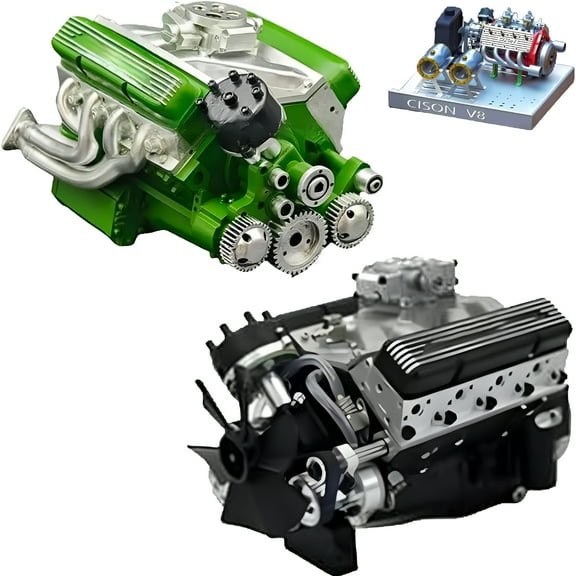BESTSKY 2026 New V8 Engine Kit Gas,Gasoline Ohv V8 Small-Block Engine Model Kits,Mini V8 Engine Kits That Runs,Build Your Own Stem V8 Model Engine,4-Stroke 44Cc Water-Cooled 1/6(Black Green)