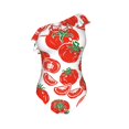 thumbnail image 4 of Yiaed Hand Drawn Tomatoes Print Women One Piece Swimsuits Tummy Control One Shoulder Bathing Suits Pattern Ruffle Swimwear-Medium, 4 of 8