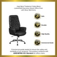 thumbnail image 5 of Merrick Lane Black High Back Button Tufted Faux Leather Swivel Home Office Chair with Silver Welt Trimmed Arms, 5 of 14