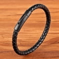 thumbnail image 2 of XQNI, nueva pulsera de cuero de estilo clásico para hombre, botón de acero inoxidable negro Simple, accesorios neutros, regalos de joyería tejidos a mano Tan Jianjun  unisex, 2 of 2
