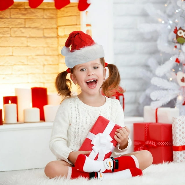Hat de Navidad Rojo Adulto Snowflake, Gran, Espeso, para Niños, Estilo Navideño, Fácil de Usar, Durable, para Exterior, de Algodón, para Cumpleaños, para Jardín, Resistente al Hielo,