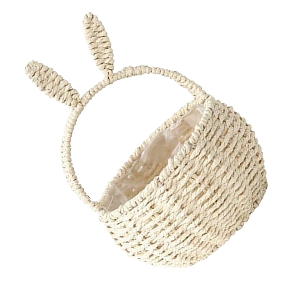 SEWCHICS Adorable Bunny Flower Basket Beige 1Set Perfect For Easter Egg Collecting