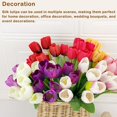 thumbnail image 4 of Ventas promocionales, 4X flores artificiales, simulación de ramo de 9 cabezas, tulipanes falsos, flores de boda, plantas, centros de mesa, decoración, blanco leche, 4 of 5