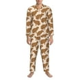 thumbnail image 4 of Mens Pajamas Set - Brown Capybara Comfy Long Sleeve Button Up Pajama Sets for Men 2 Piece, Soft Sleepwear Nightwear Pjs Lounge Sets for Men with Pockets, 4 of 5