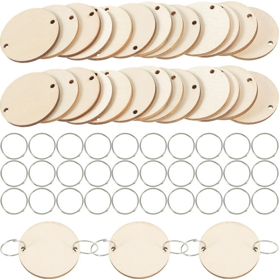Beaupretty 50Pcs Wooden Hanging Calendar Discs Khaki for Birthday Reminder and Home Decor