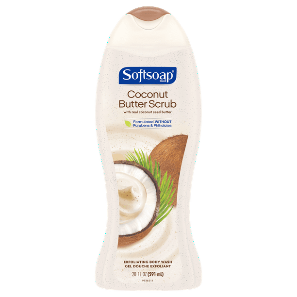 Softsoap Exfoliating Body Wash Scrub, Coconut Butter, 20 fl. Oz