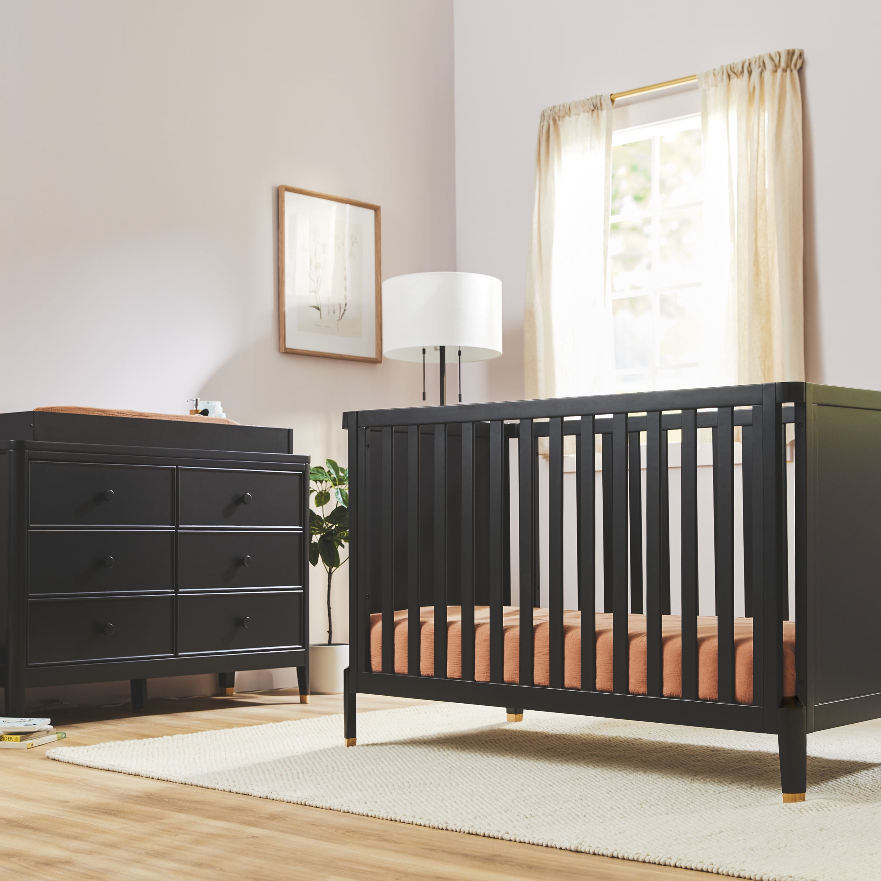 Little Seeds Aster 4-in-1 Convertible Crib, Black