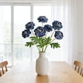 thumbnail image 5 of 3-Head Artificial Ranunculus Stem – 24.4in Realistic Faux Flower for Vases – Silk-Touch Home Decor & Wedding Centerpiece,Navy, 5 of 6