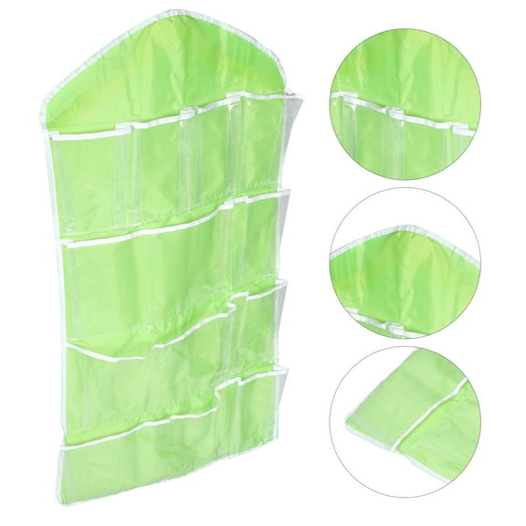 Green Hanging Organizer for Socks and Bra, 16 Pockets, Transparent Design