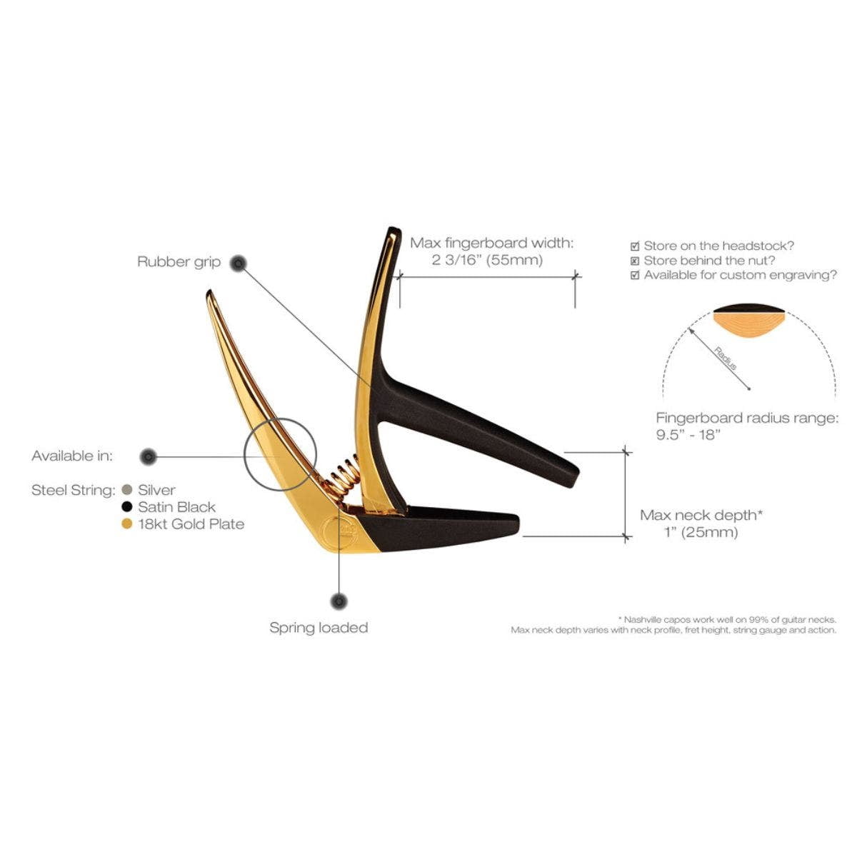G7th Nashville 6 String Capo Gold Plated