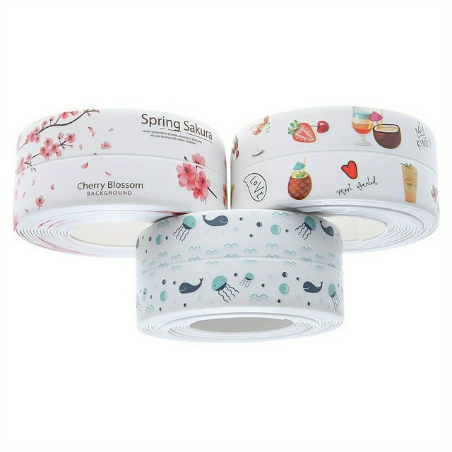CNKOO PVC Self-Adhesive Waterproof Caulk Tape Decorative White Sealing Strip for Toilet Base Professional Joint Sealing Tape - Easy to Use with Pretty Patterns