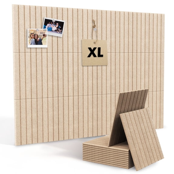 MYMULIKE 12PCS Vision Board - Cork Board for Walls, 48" x 36"  Cork Board Tiles, Felt Bulletin Board, Large Corkboard, Cork Panel for Office, Felt Wall Panels, Cork Panels, Corkboard Roll-Dark Camel