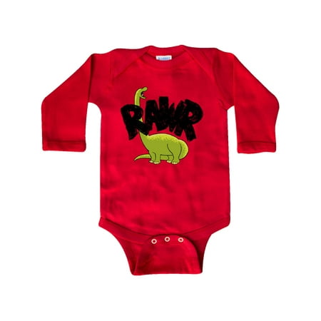 

Inktastic Lil Green Bronto Rawr!! Gift Baby Boy or Baby Girl Long Sleeve Bodysuit
