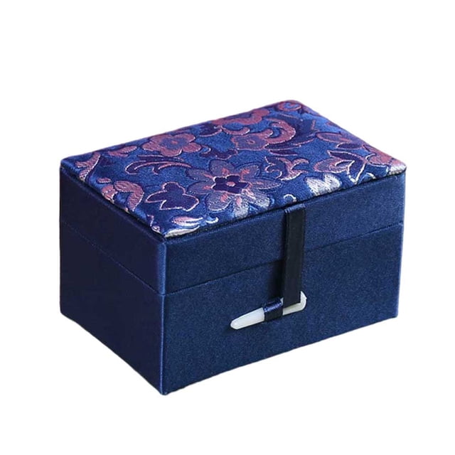 Joyero de brocado Qarigey Caja de almacenamiento Azul 9*6*5.5 cm