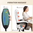thumbnail image 3 of Chaise de Bureau Inclinable Blanche avec Massage et Repose-Pieds - Hauteur Réglable et Vibration à 7 Points - Parfaite pour le Bureau à Domicile et les Espaces d'Étude - Tissu Aspect Lin, 3 of 7