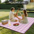 thumbnail image 4 of Pink Grid Outdoor Rug 6x9 Ft - Reversible Patio Rug Outdoor Camping Rugs, Checkered Plaid Gingham Lattice Trellis Print Indoor Outdoor Area Rugs, Non-Slip Outdoor Carpet Runner for Deck/Porch, 4 of 8