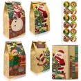 thumbnail image 2 of OurWarm 12pcs Christmas Candy Bags with Stickers Kraft Paper Bags Deer Snowman 2023 Xmas Party Gift Bag Cookie Present Bag, 2 of 3
