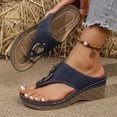 thumbnail image 5 of Dakaela Orthopedic Sandals for Women 2026 with Arch Support Wedge Platform Flip Flops Non Slip Wide Width Casual Dressy Summer Beach Shoes Navy Size 7, 5 of 7