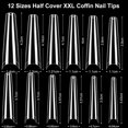 thumbnail image 2 of 480 Pieces False Nails Tips, Extra Long Clear Nail Tips Acrylic Half Cover French Fake Nail Tips for Nail Salons DIY, 2 of 6