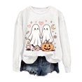 thumbnail image 6 of PLHWHYQ Women's Halloween Cute Ghost Pumpkin Graphic Crewneck Sweatshirt, Long Sleeve Casual Fall Pullover Top c-White S, 6 of 6