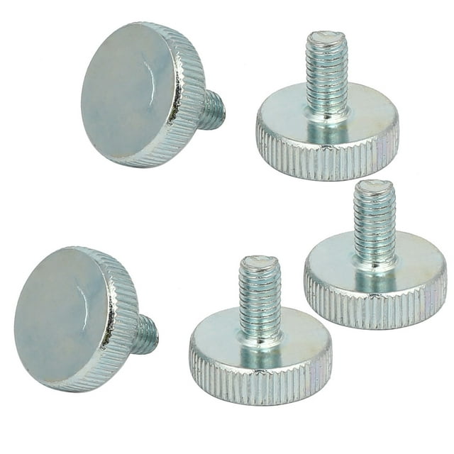Unique Bargains M6x12mm Moleté Tête Point Plat Entièrement Fileté Fixation Vis à Pouce 5pcs