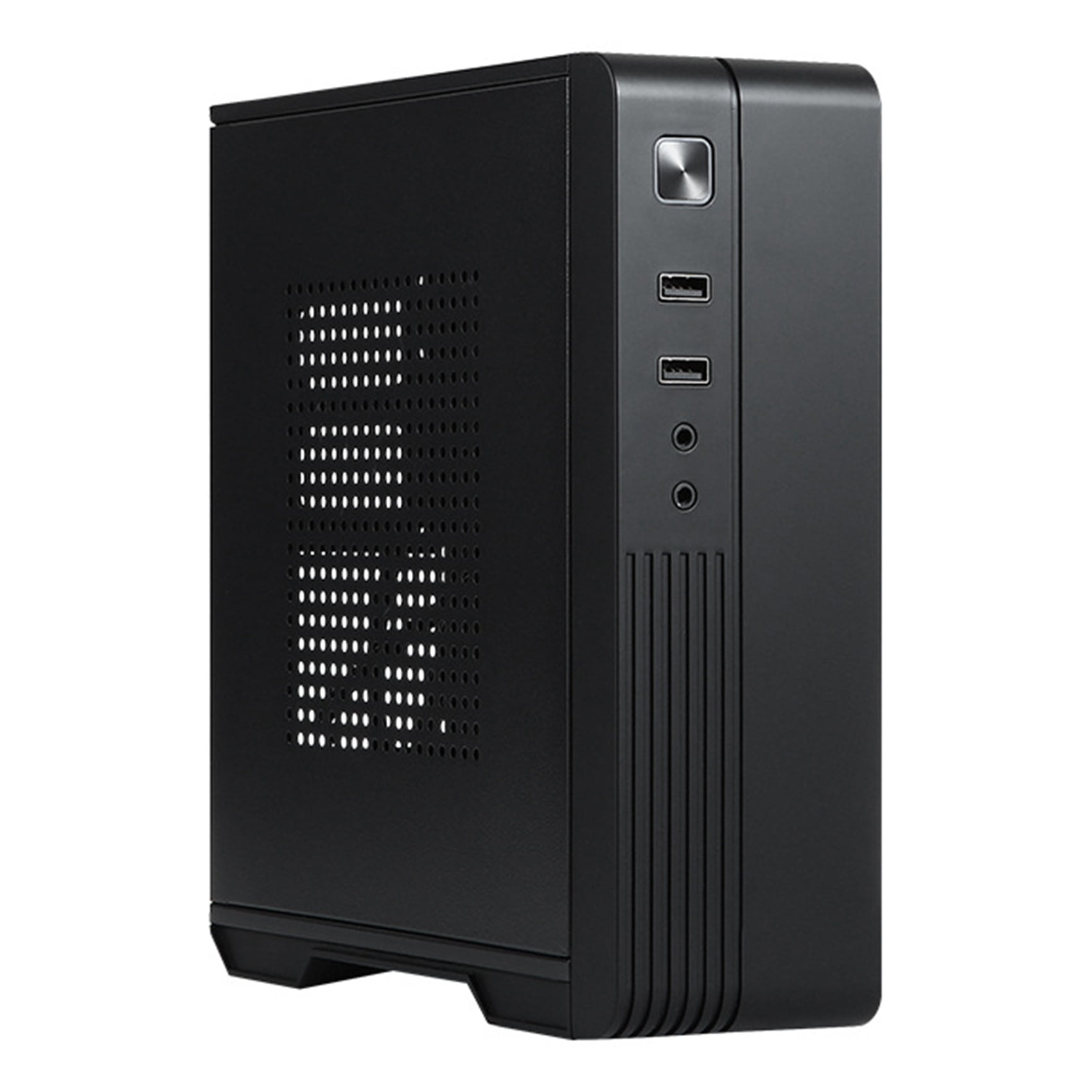 MX02 Mini ITX Computer Case HTPC Host Chassis USB2.0 ITX Enclosure Industrial Control Chassis for Office Business,1 x case,Black
