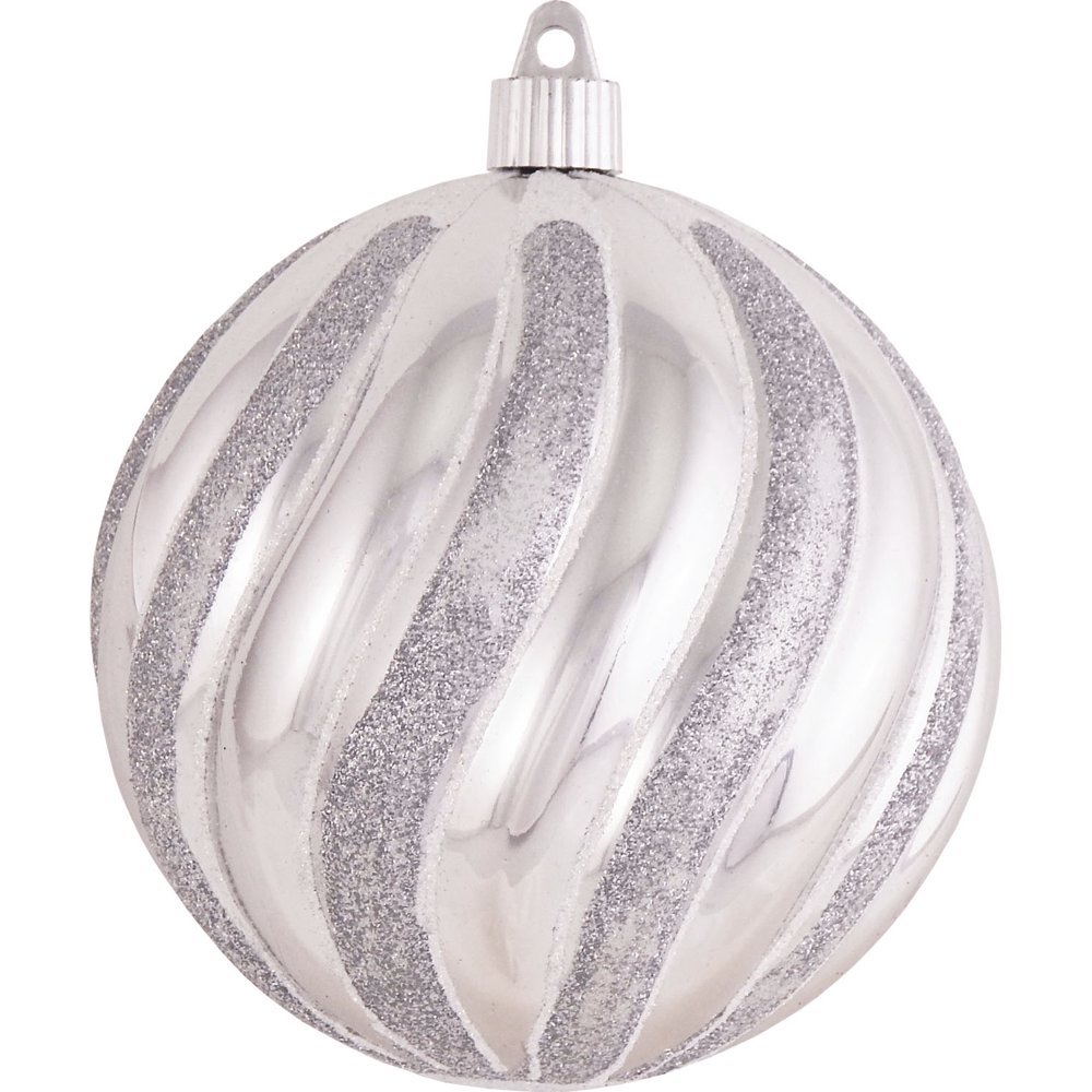 4.75" (120mm) Shiny Silver Shatterproof Christmas Ball Ornament with